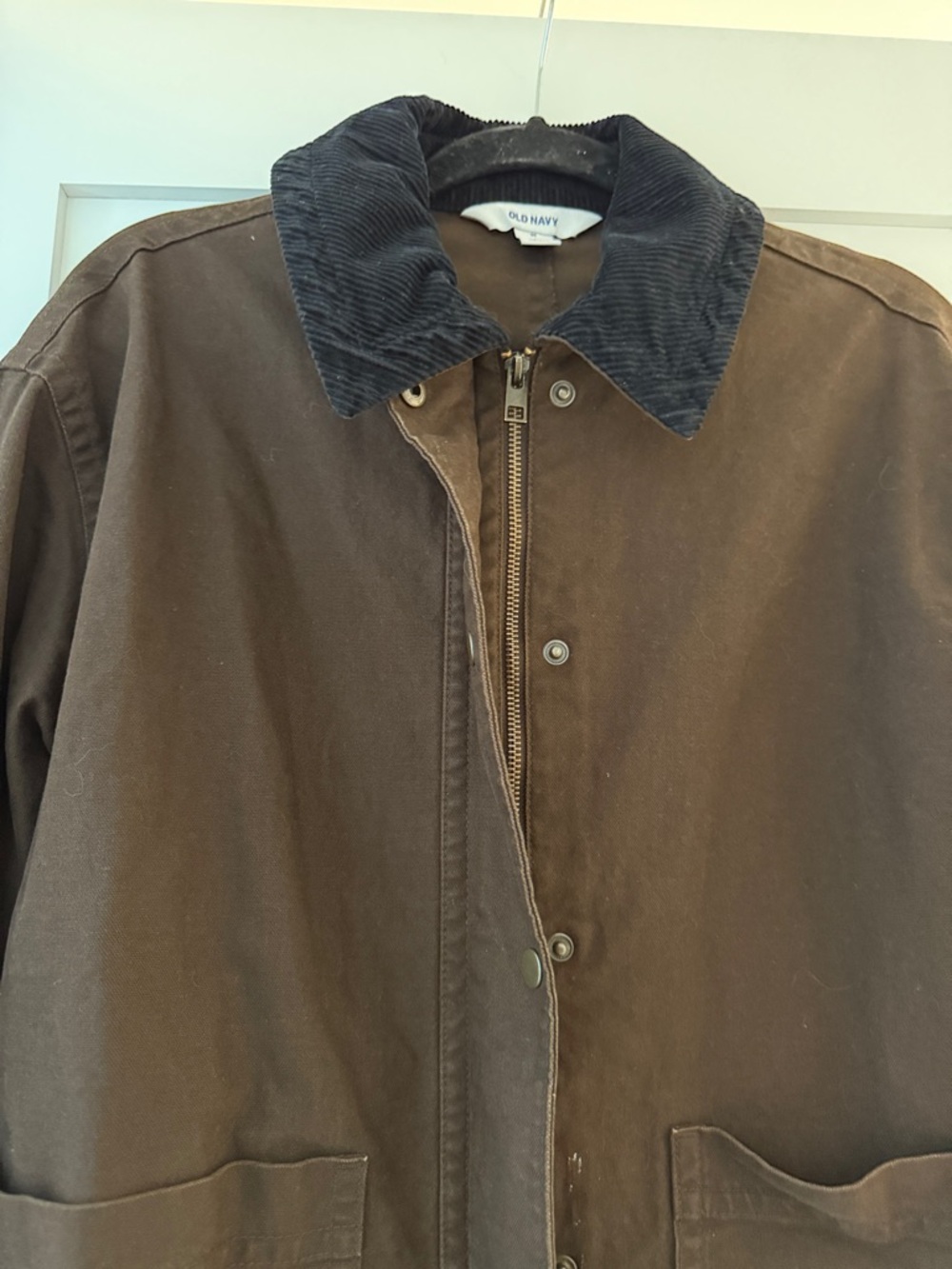 Old Navy Barn Jacket Dark Brown with Black Collar - Picture 4 of 5